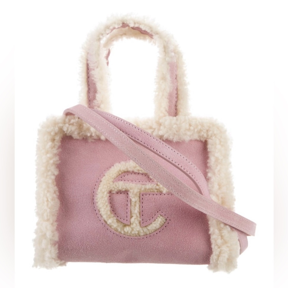 Telfar Blush Shearling Mini Bag UGG Telfar shearling crossbody bag